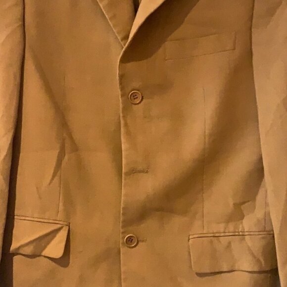 𝅺orvieto sand Notch Lapel Suit Modern slim fit wool linen blazer size 38R - Picture 3 of 8